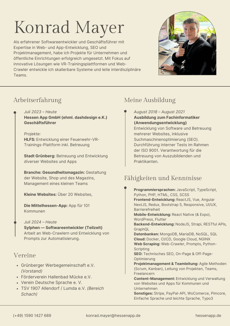Vorschau des Lebenslaufs